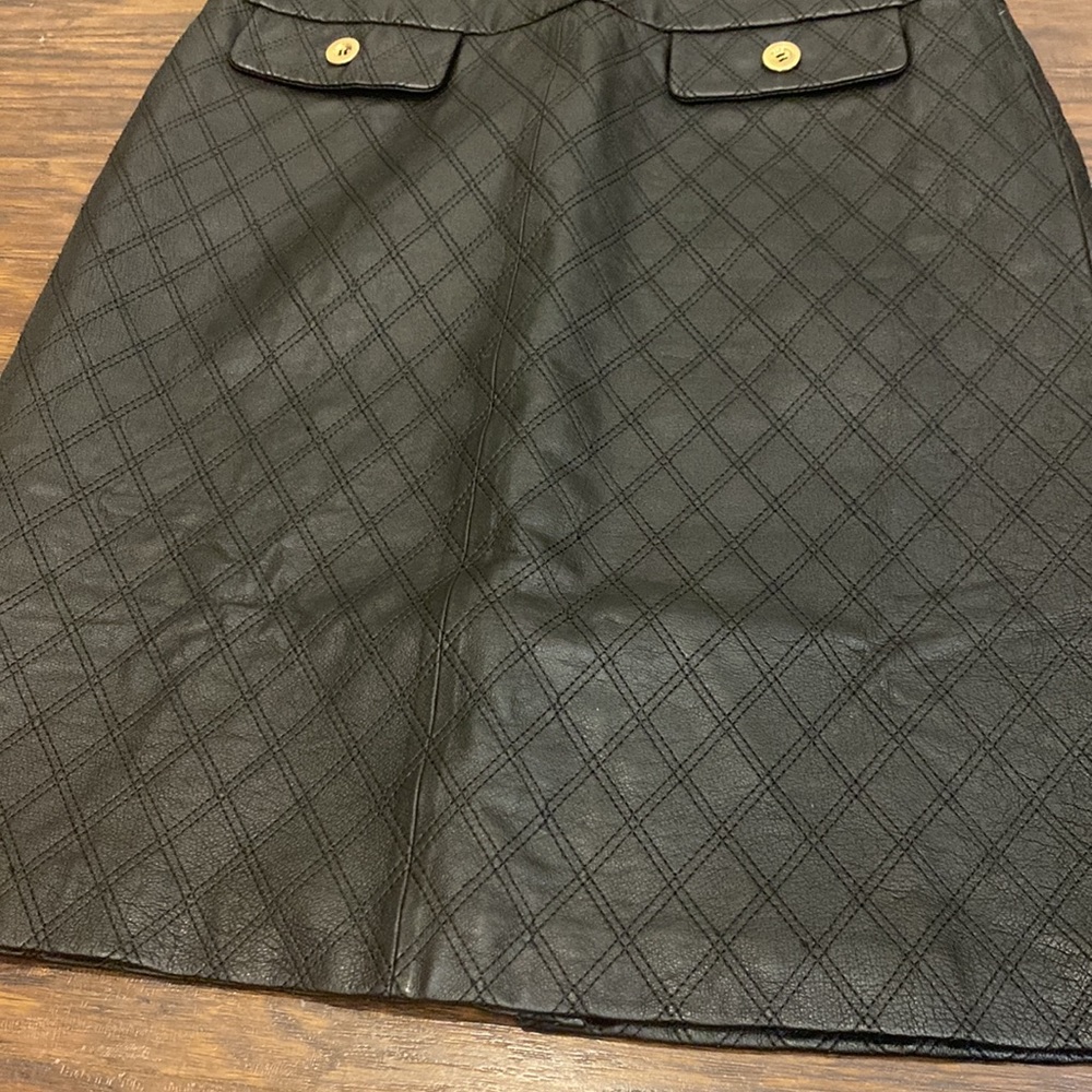 Chadwick’s grunge quilted black leather skirt Size 4P - Picture 2 of 12